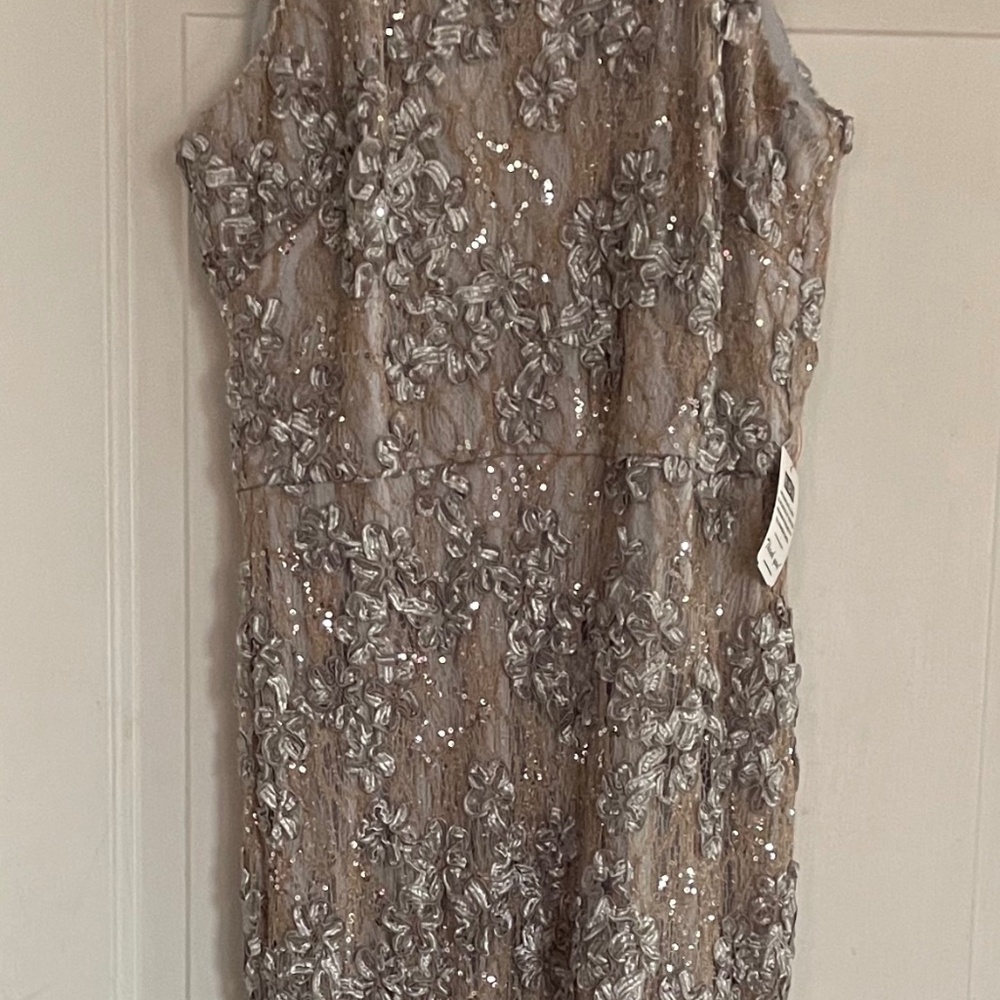 XSCAPE  “Andrea” Halter Neck Soutache Lace Floor Length Dress - Picture 2 of 3